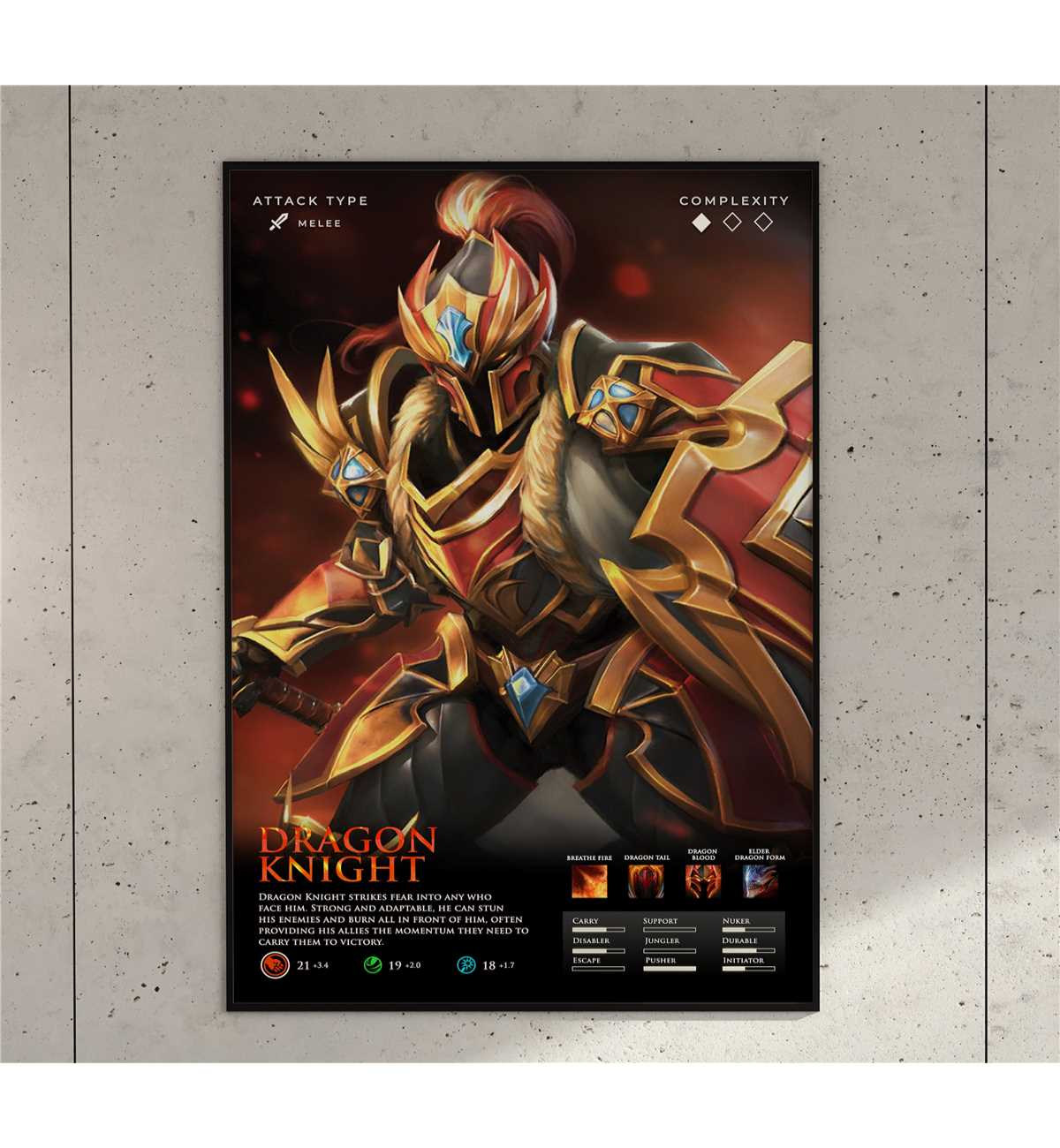 Dragon Knight Dota 2 Game Anime Art Print | Inspire Uplift