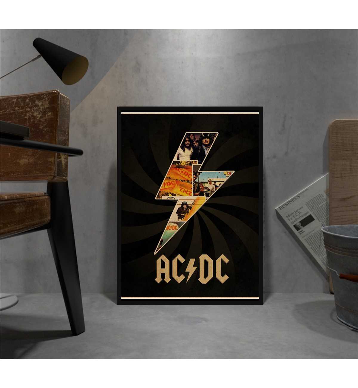 AC/DC Retro Poster, Kraft Paper Print, Movie Wall | Inspire Uplift