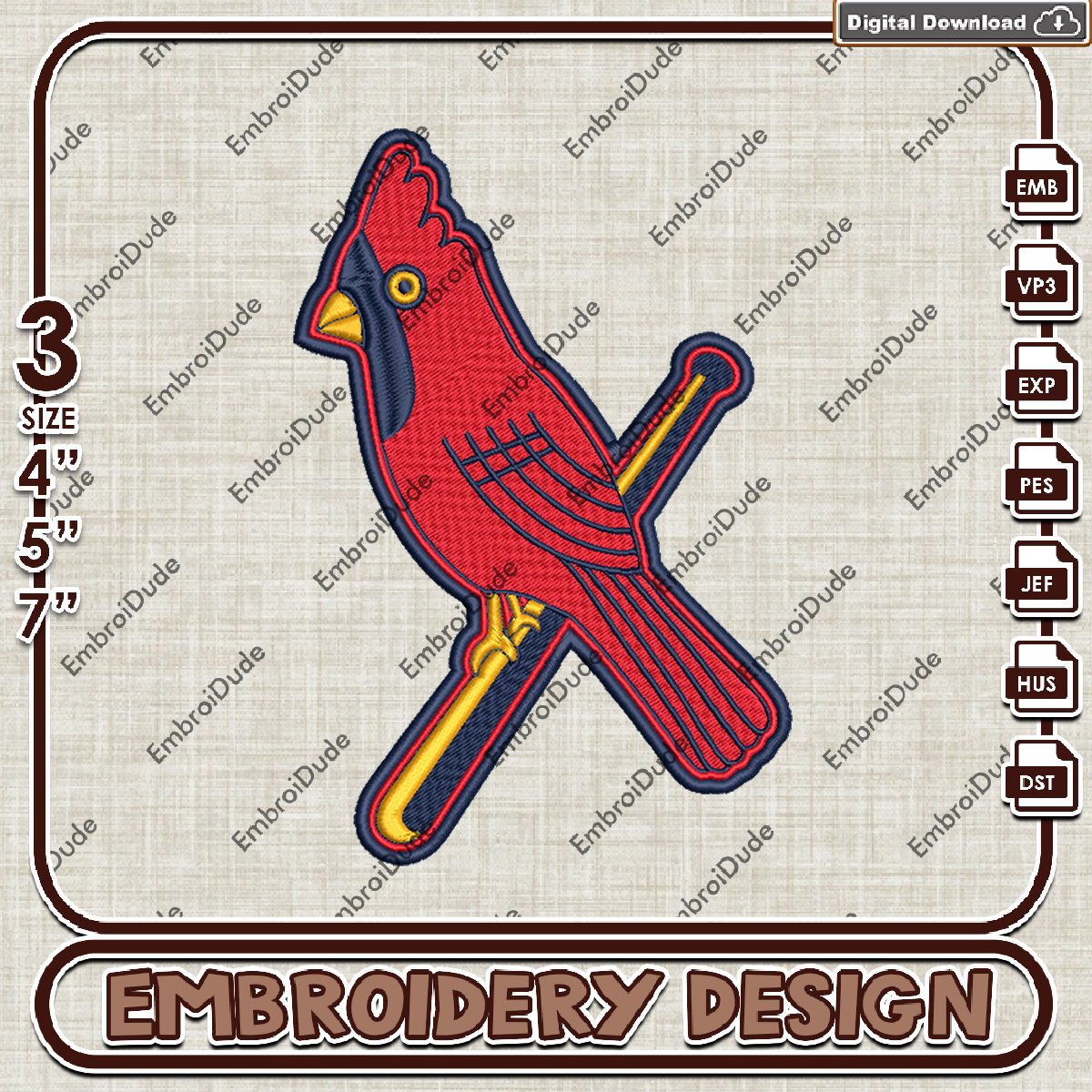 MLB Louis Cardinals Mascot Logo Embroidery design, MLB Logo Inspire