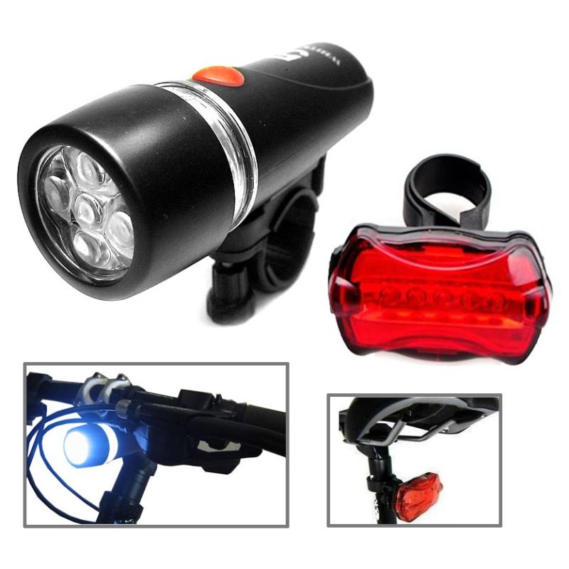 Ultra Bright LED Bike Light Set Waterproof Front Headlight & Rear Safety Flashlight