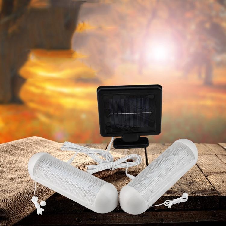 Solar Shed Light with Dual LED Lamps & Pull Cord Waterproof Outdoor Wall Light