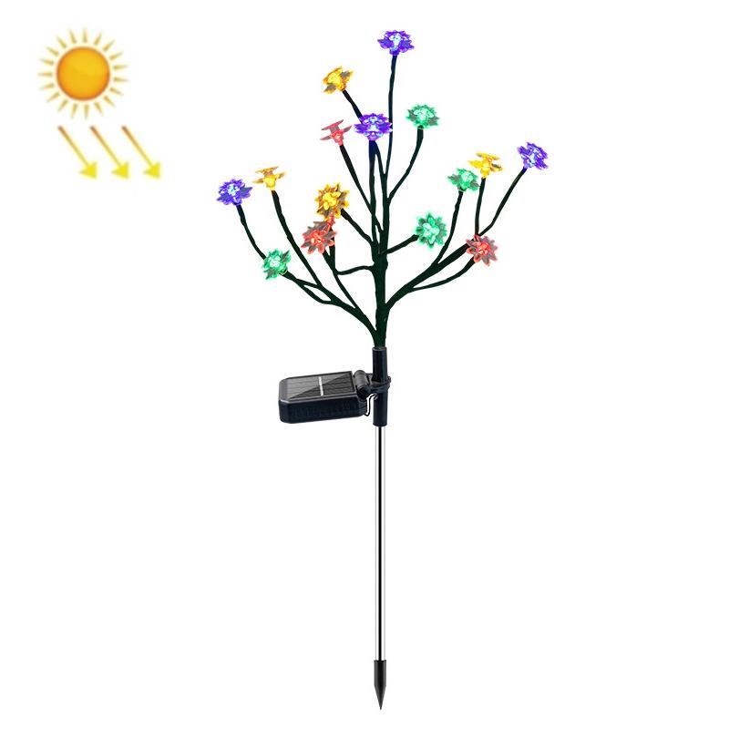Solar Lotus Garden Lights with 16 LED Branch Stakes for Pathway and Lawn Decor