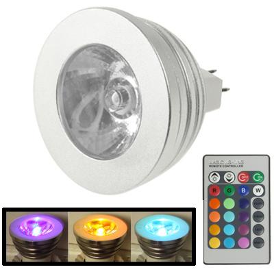 RGB LED Light Bulb with Remote Control 12V 3W Color Changing Spotlight