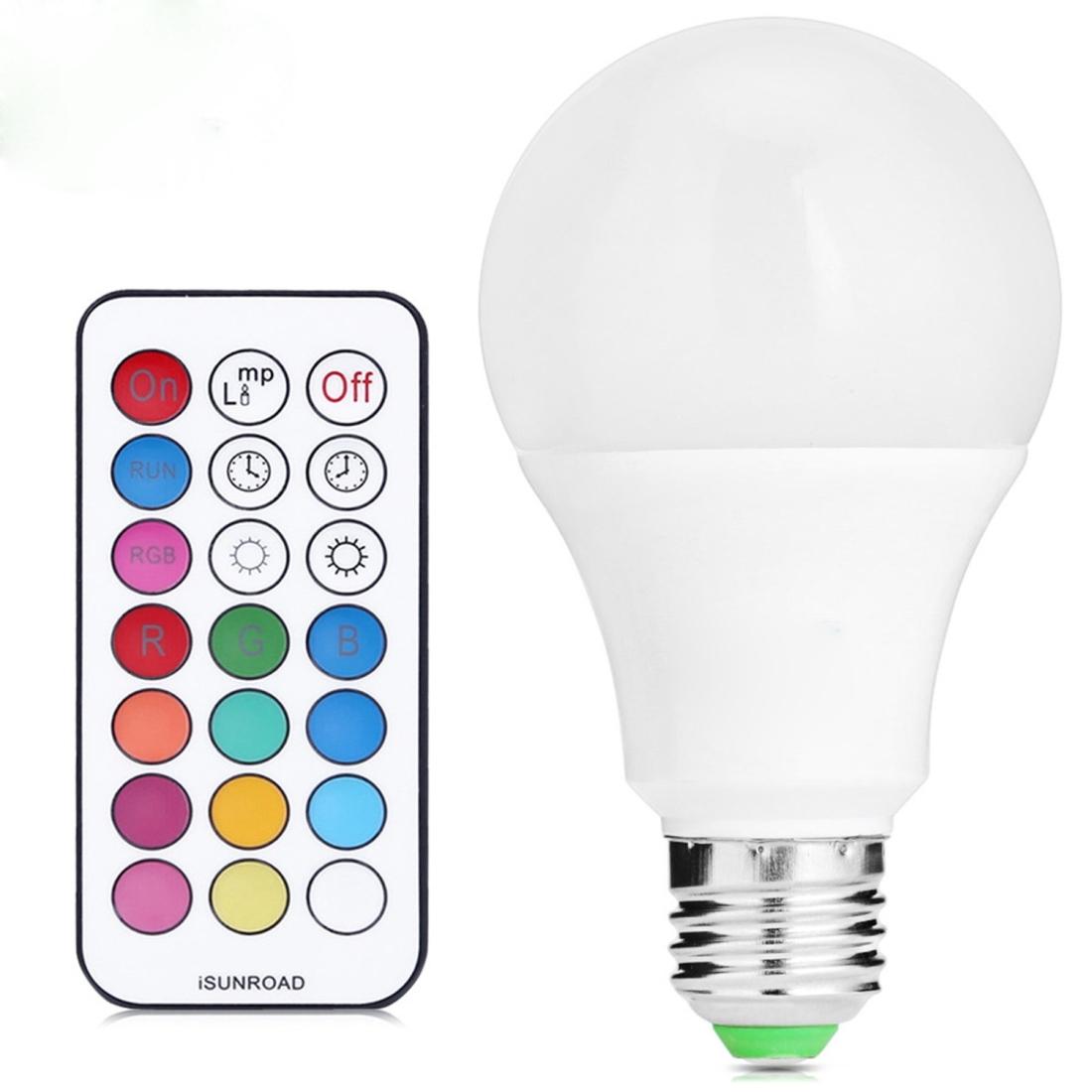 10W RGB LED Light Bulb E27 Dimmable Color Changing Lamp with Remote Control