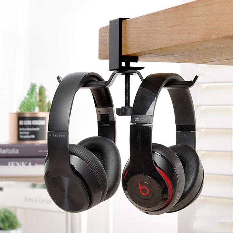 360° Rotating Headphone Stand Clamp On Aluminum Desk Headphone Hanger for Gaming & Office Setup