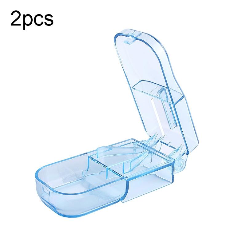 2 Pack Pill Cutter with Storage Case Portable Tablet Splitter for Vitamins & Medication