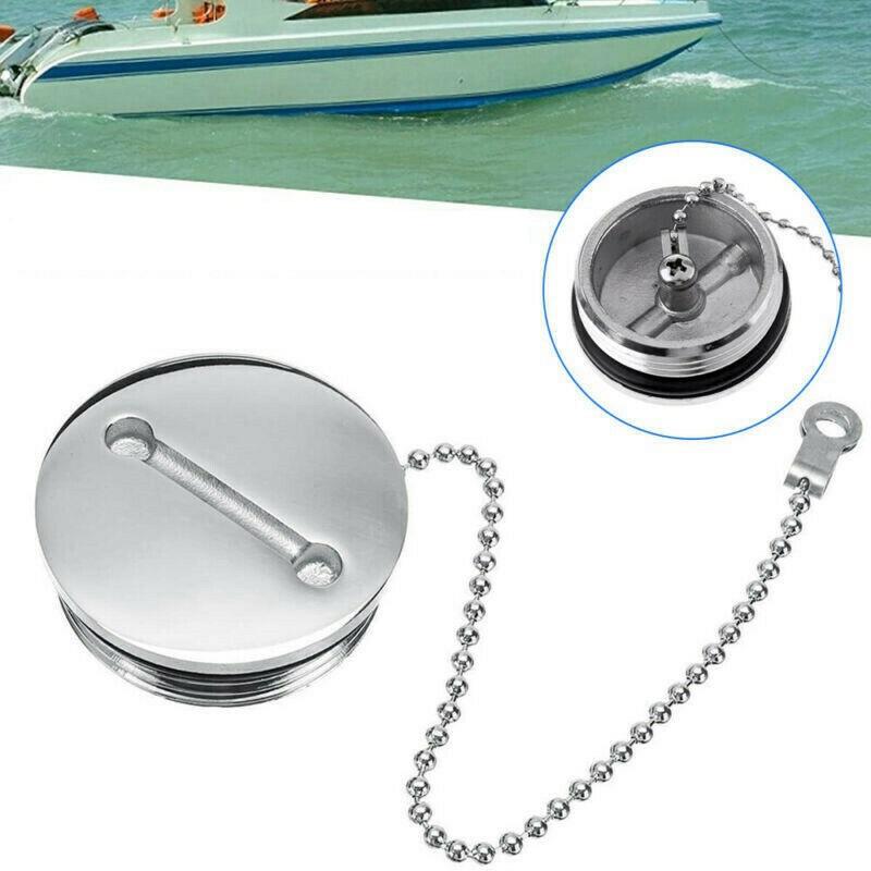 38mm Marine Fuel Deck Fill Cap with Chain 316 Stainless Steel Boat Fuel Filler Replacement