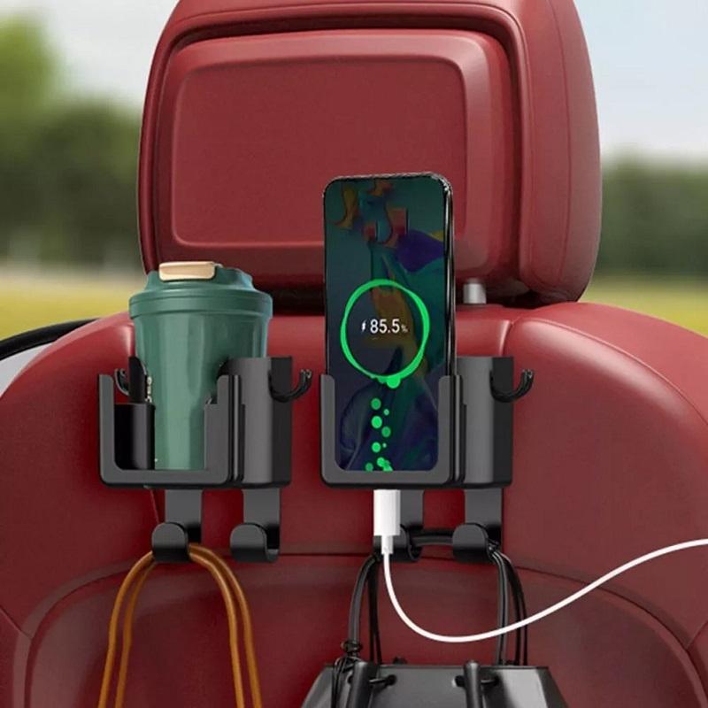 2 Pack Multifunctional Car Cup Holder and Phone Holder Storage Hook Organizer