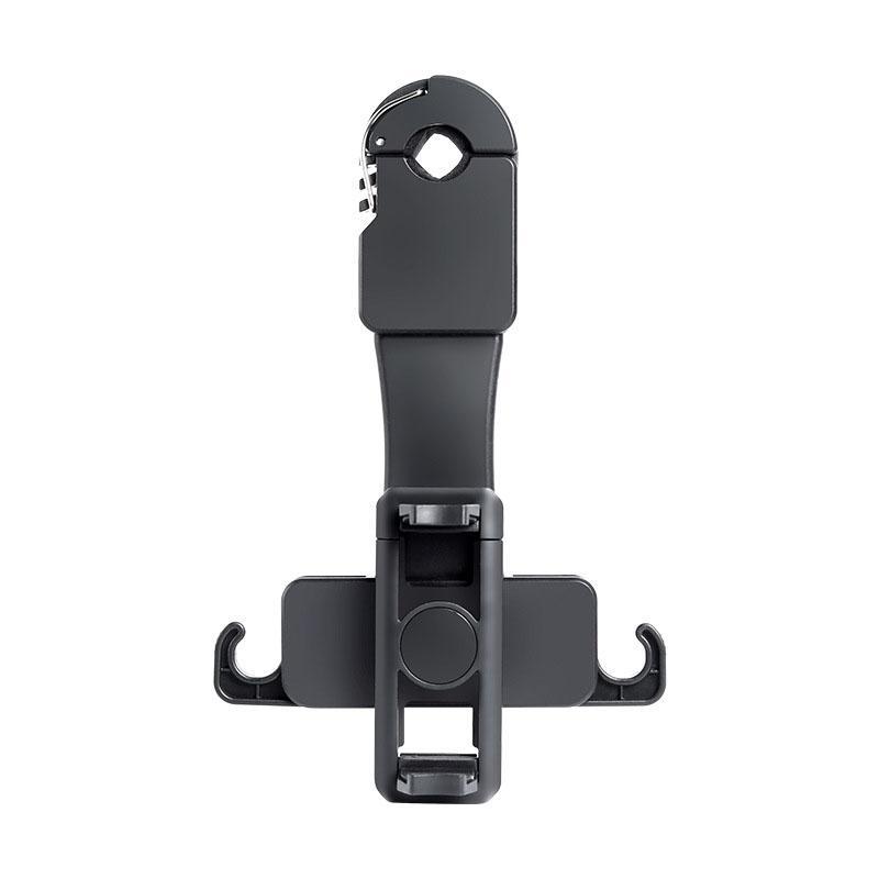 360° Rotating Car Headrest Phone Holder with Dual Organizer Hooks for Backseat Travel