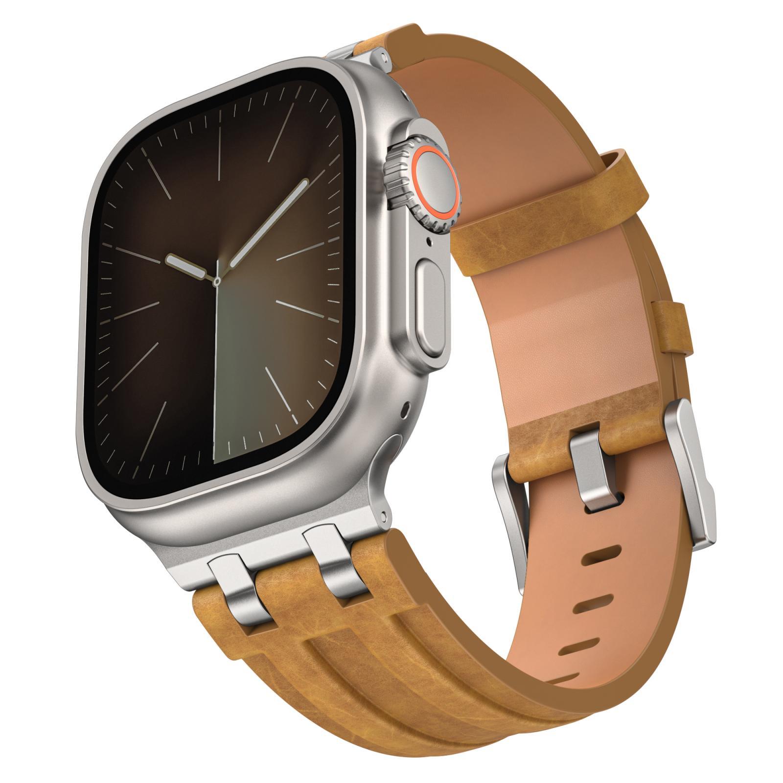Crazy Horse Vegan Leather Apple Watch Band with Stainless Steel Buckle
