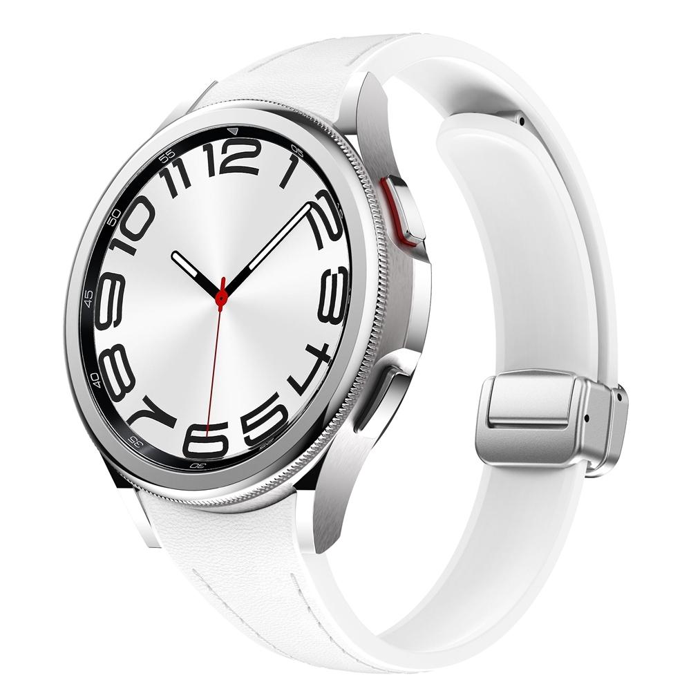 Samsung Galaxy Watch 6 Magnetic Leather Silicone Watch Band Slim Adjustable Replacement Strap