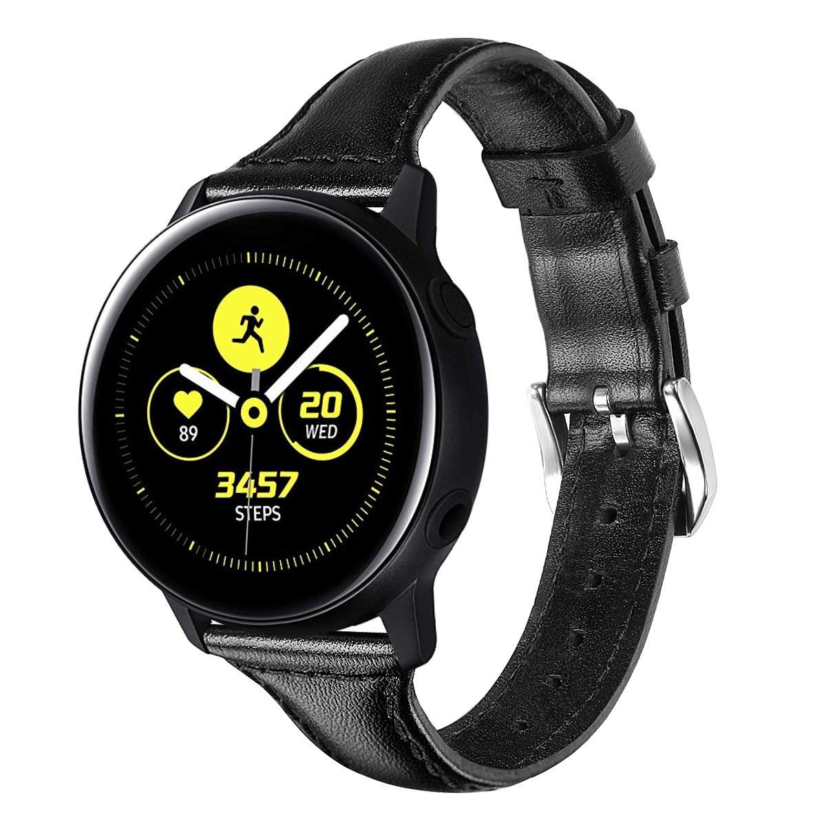 Leather Watch Band for Samsung Galaxy Watch Slim Replacement Strap with Metal Buckle