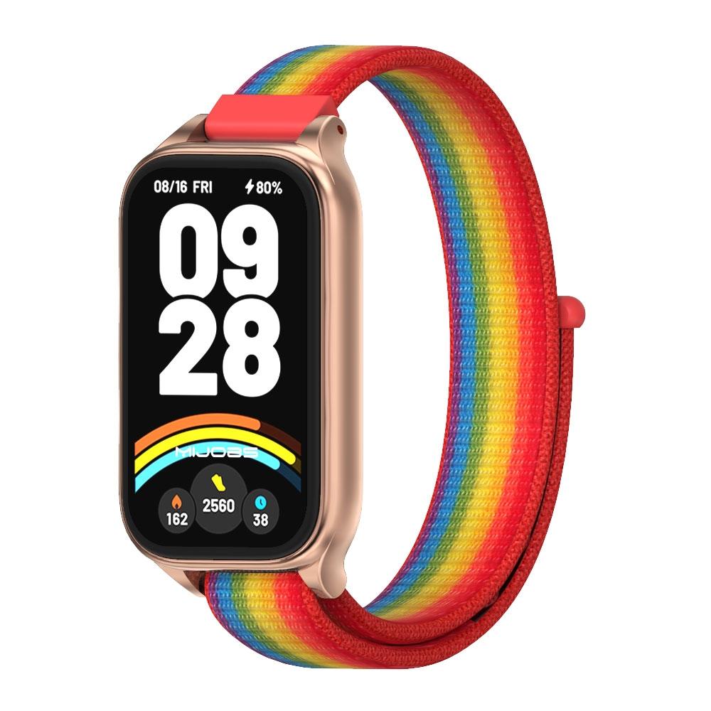 Mijobs Metal Shell Nylon Loop Watch Band for Xiaomi Smart Band 9 Active Redmi Band 3 Adjustable Strap