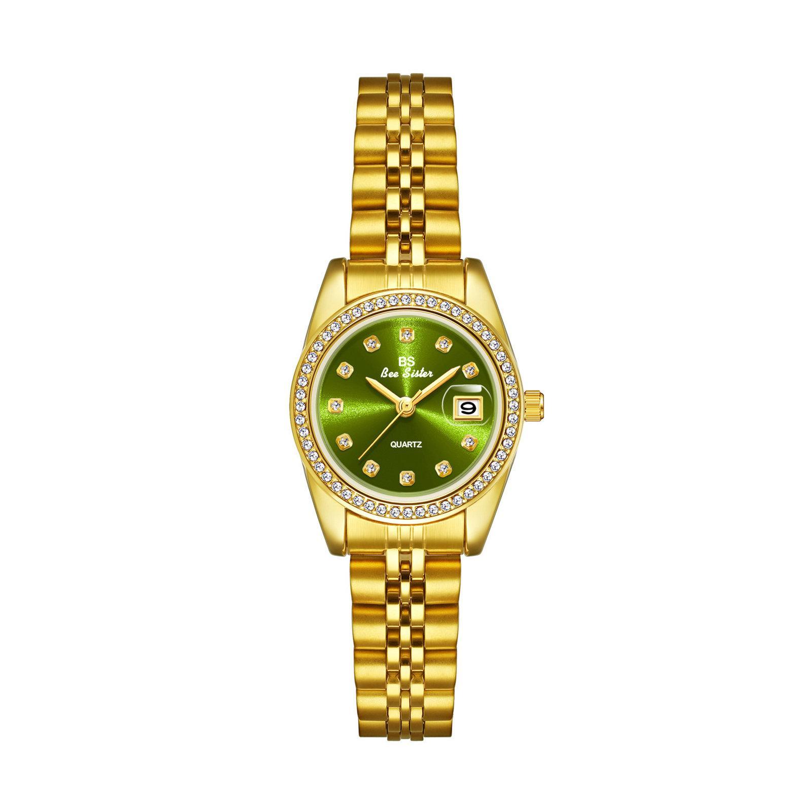 BS Bee Sister Womens Dress Watch Quartz Stainless Steel Watch with Rhinestone Bezel and Date Calendar