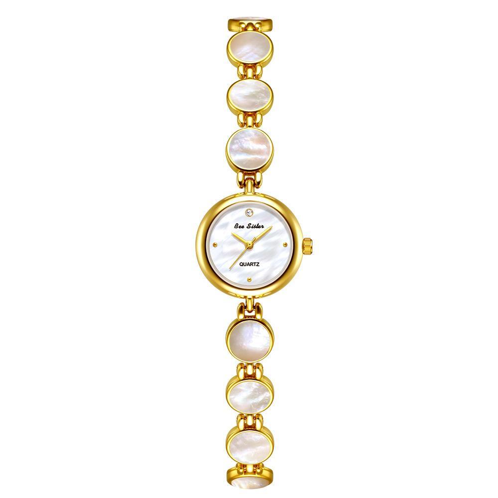 BS Bee Sister Vintage Womens Bracelet Watch Mother of Pearl Style Quartz Dress Watch Analog Wristwatch