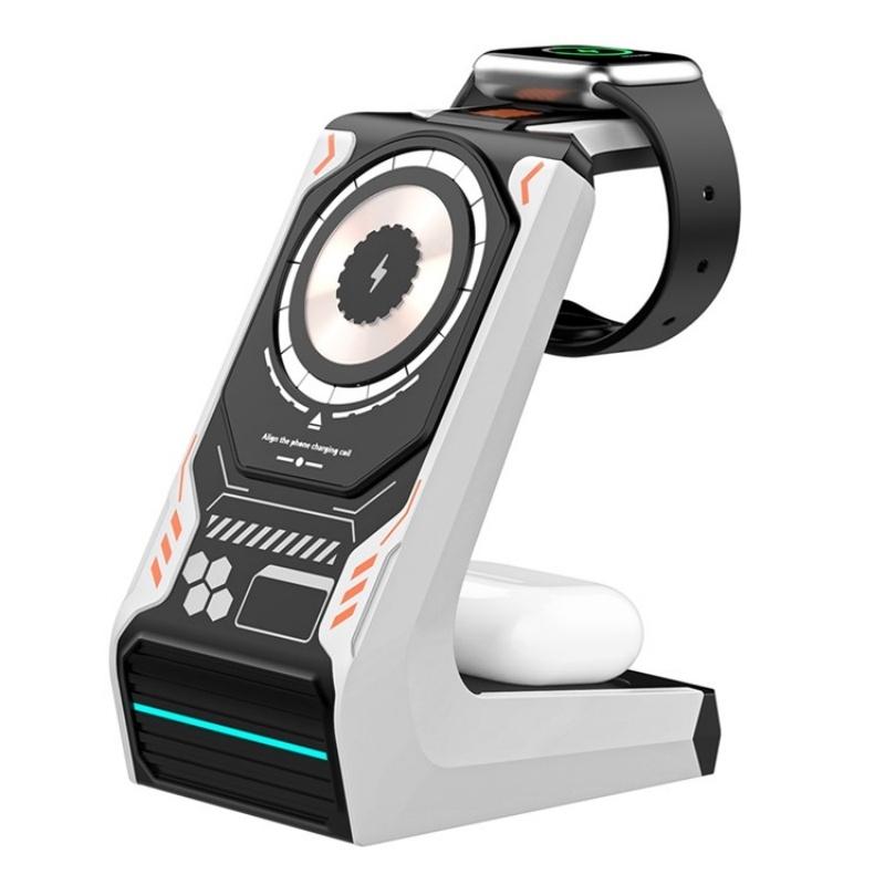 T21 3 in 1 Wireless Charging Station 15W Magnetic Fast Charger Dock for Phone Watch Earbuds