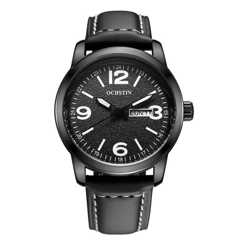 Ochstin 6047B Business Quartz Watch Genuine Leather Watch for Men Waterproof Luminous Analog Wristwatch