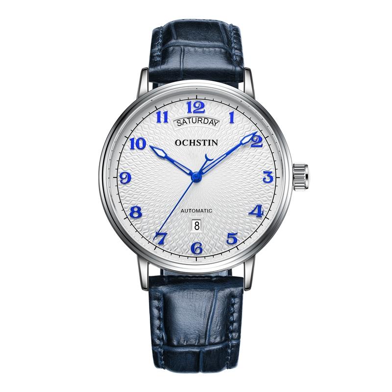 OCHSTIN 6141A Automatic Mechanical Watch Day Date Genuine Leather Business Watch for Men