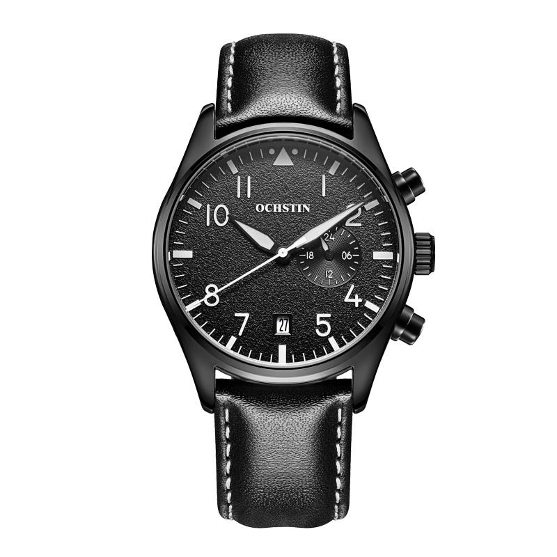 Ochstin 5043C Business Quartz Watch Waterproof Genuine Leather Strap Watch for Men