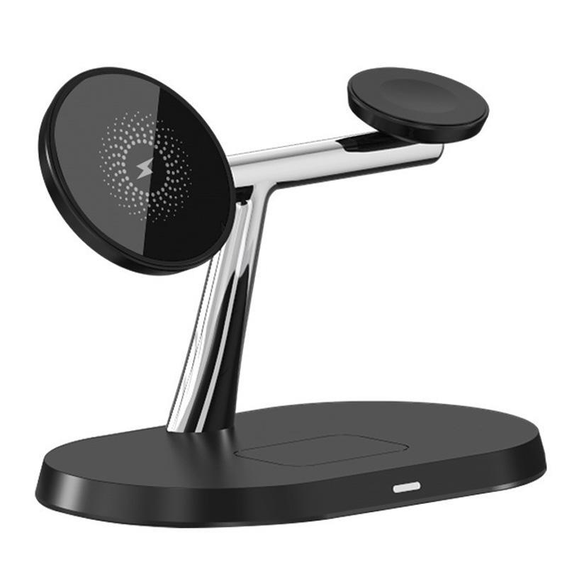 15W 3 in 1 Magnetic Wireless Charger Fast Charging Station for Phone Watch Earbuds with Adjustable Stand