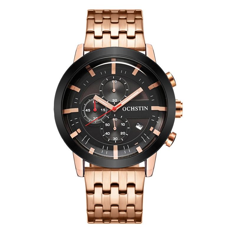 OCHSTIN 7248 Mens Stainless Steel Watch Multifunctional Quartz Business Dress Watch