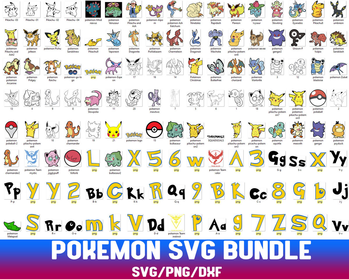 200 Pokemon SVG Bundle Design Files | Inspire Uplift