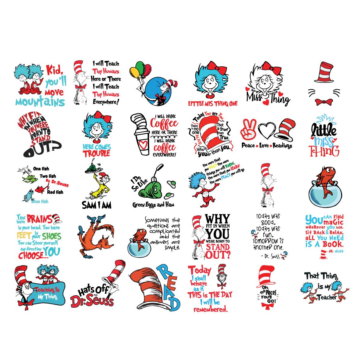 32 Dr Seuss Bundle Svg, Cat In The Hat Svg, Dr Seuss Svg | Inspire Uplift