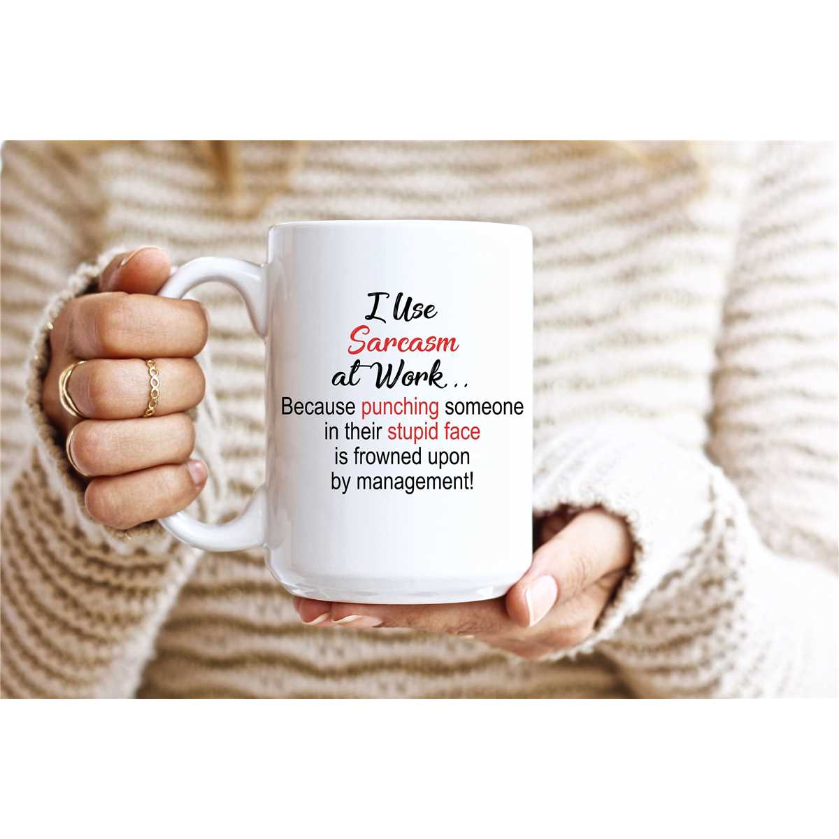 Tazza Divertente 'I Use Sarcasm At Work' – Ceramica 325 Ml, Idea Regalo Umoristica, Stampa Resistente, Microonde E Lavastoviglie