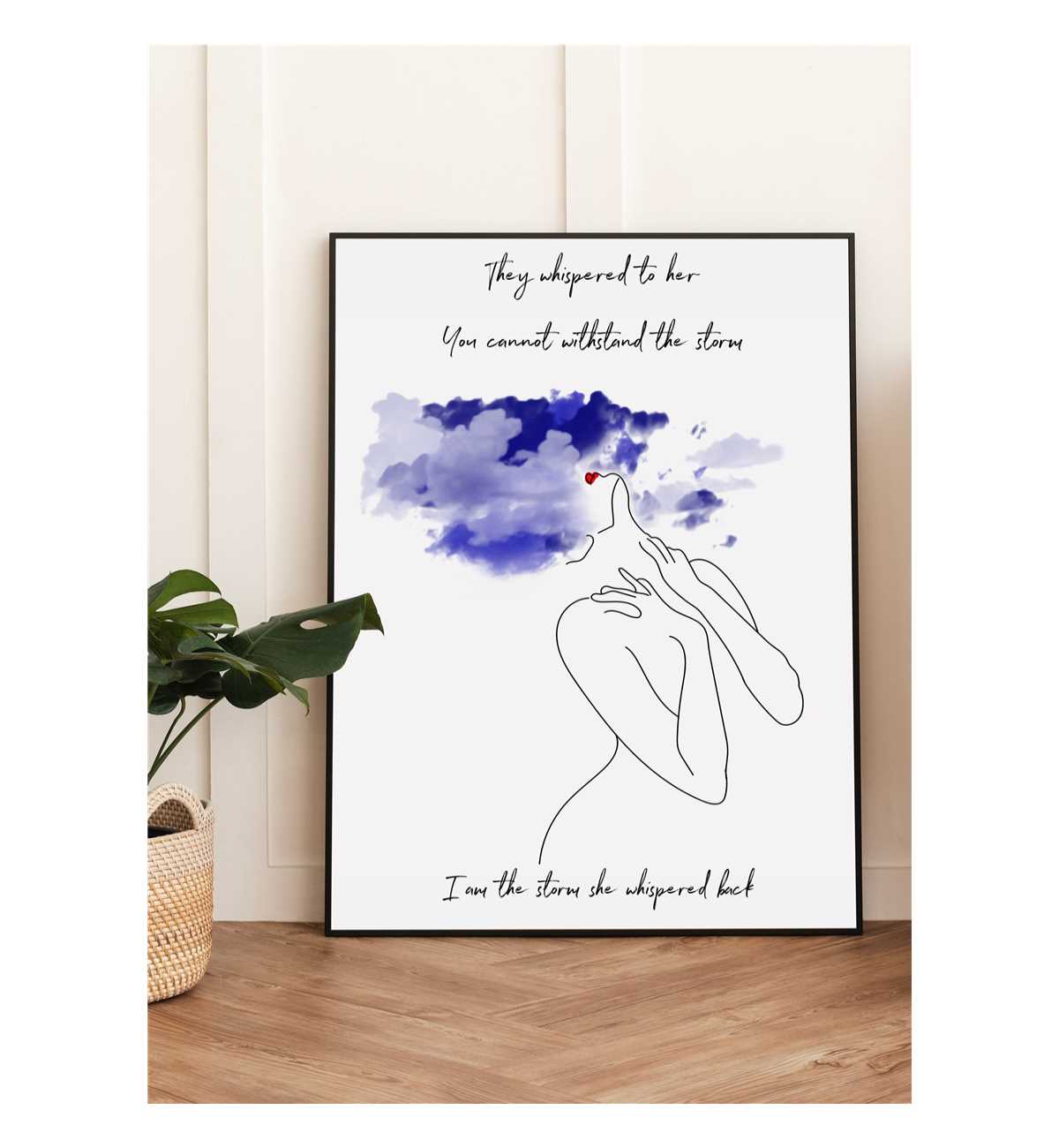 Female Line Art Print Minimalist Wall Decor Printable | Inspire Uplift