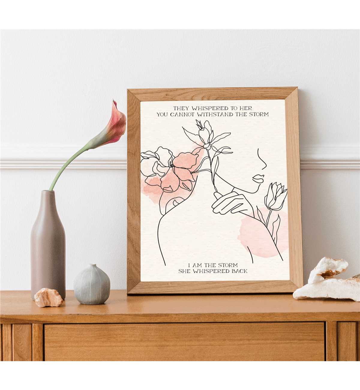 Female Line Art Print Minimalist Wall Decor Printable - Inspire Uplift