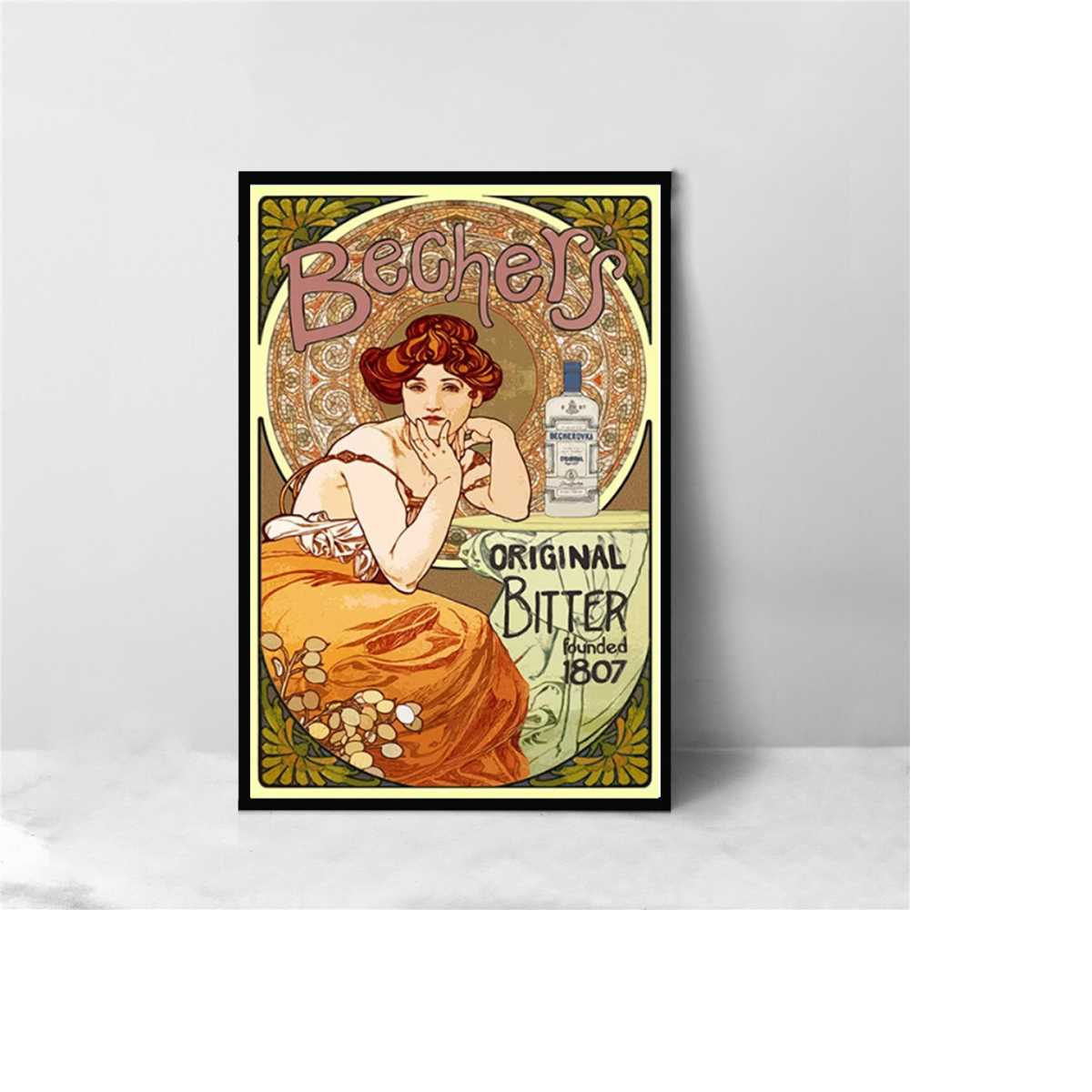 Beckers Original Bitter 1807 Retro Art Nouveau Poster Alphon | Inspire ...
