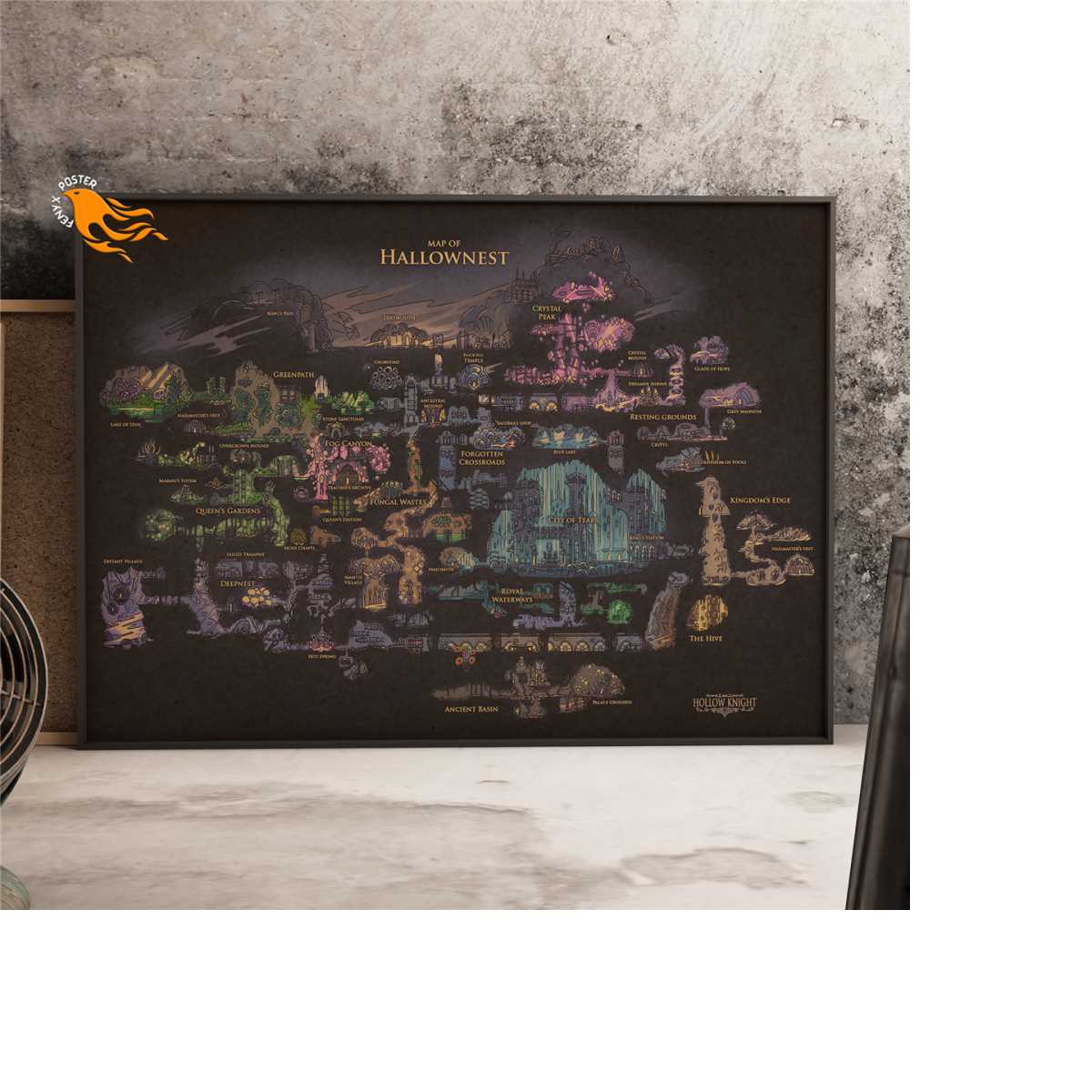 Hollow Knight Map Retro Poster, Kraft Paper Print, Game Wall - Inspire ...