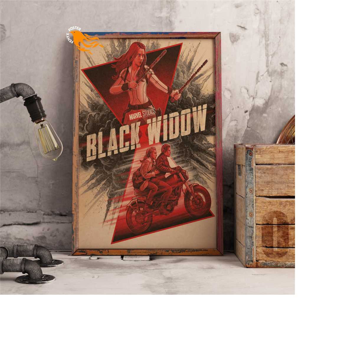 Black Widow Retro Poster, Kraft Paper Print, Movie Wall Art | Inspire ...