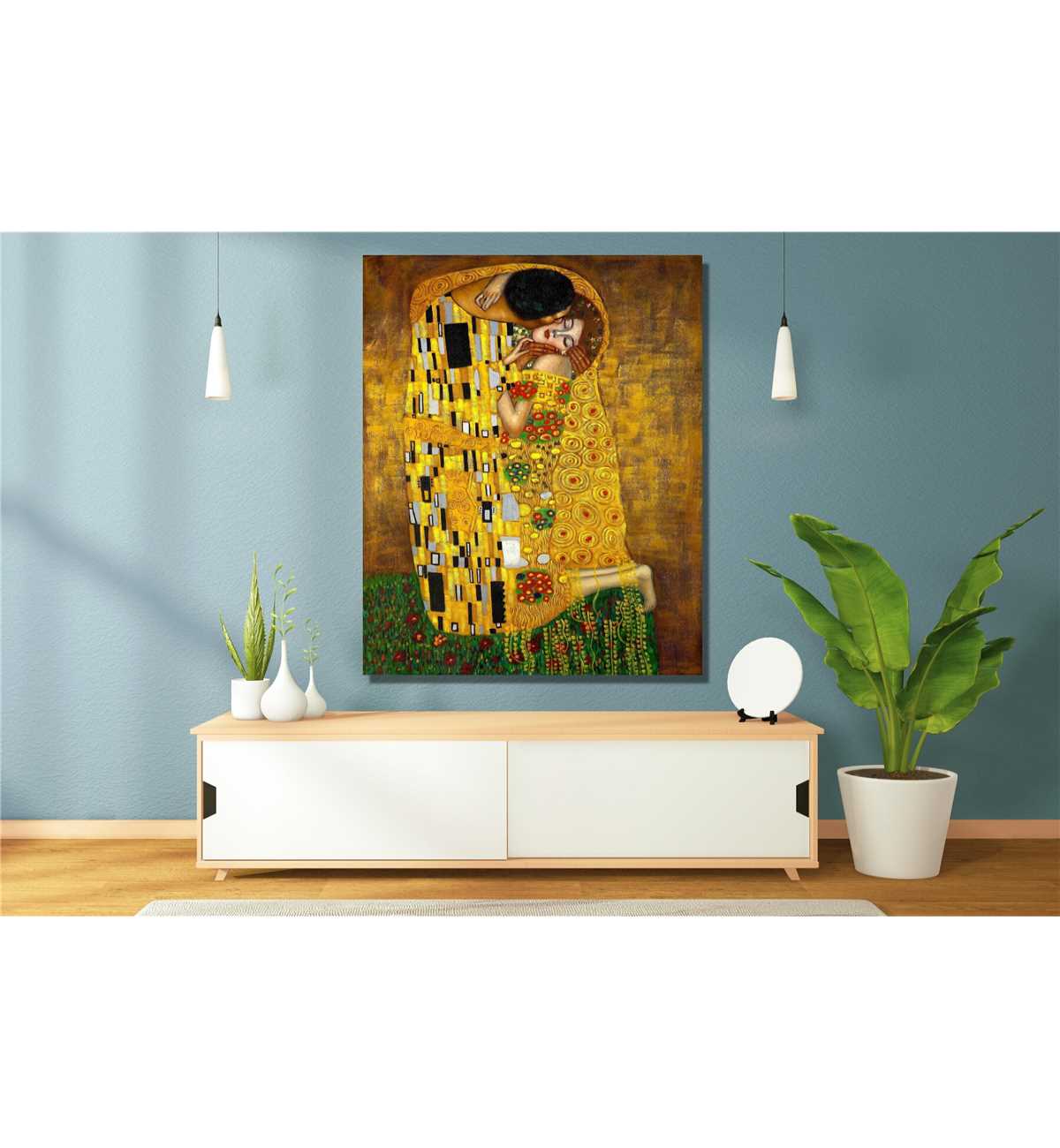 Gustav Klimt The Kiss (1907-1908) Canvas Wall Art | Inspire Uplift