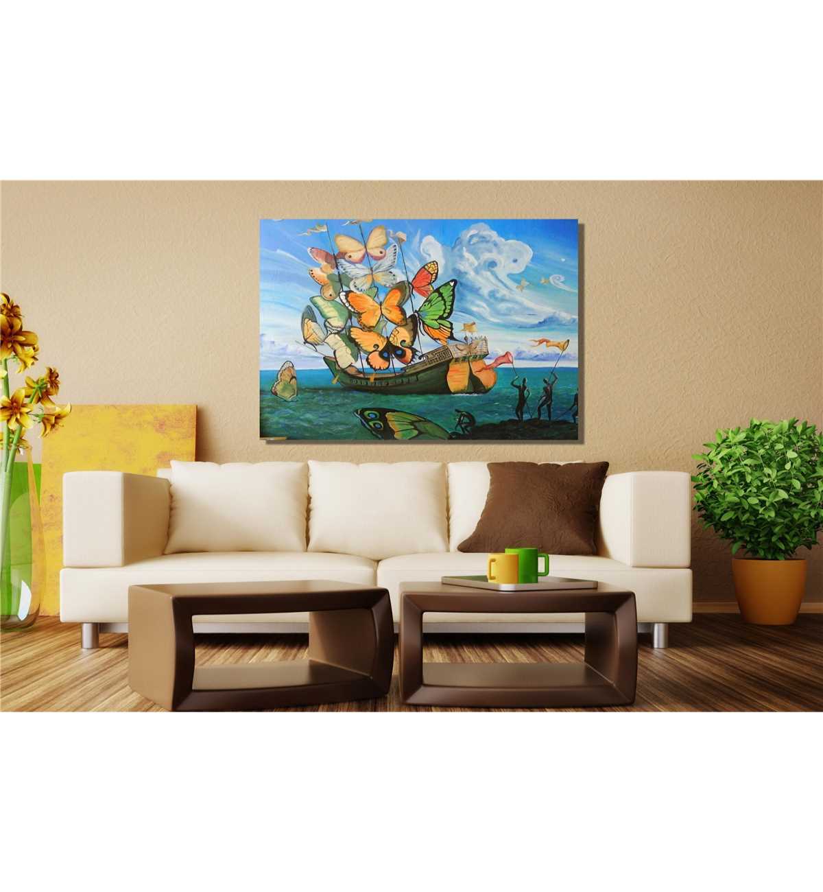 Salvador Dali Ship With Butterfly Sails Canvas Wall | Inspire Uplift