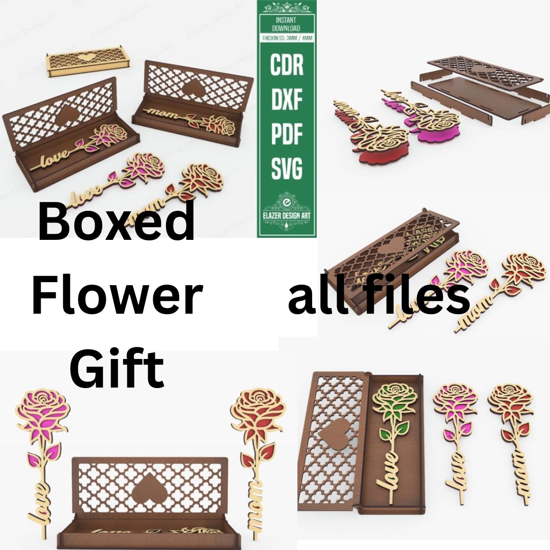 Boxed Flower Gift Laser Cut Svg Files | Inspire Uplift
