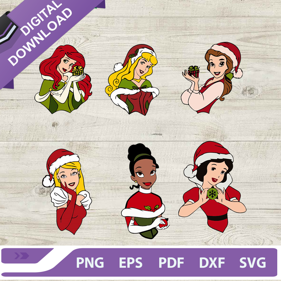 Disney princess santa hat SVG, Princess christmas SVG, Disne - Inspire