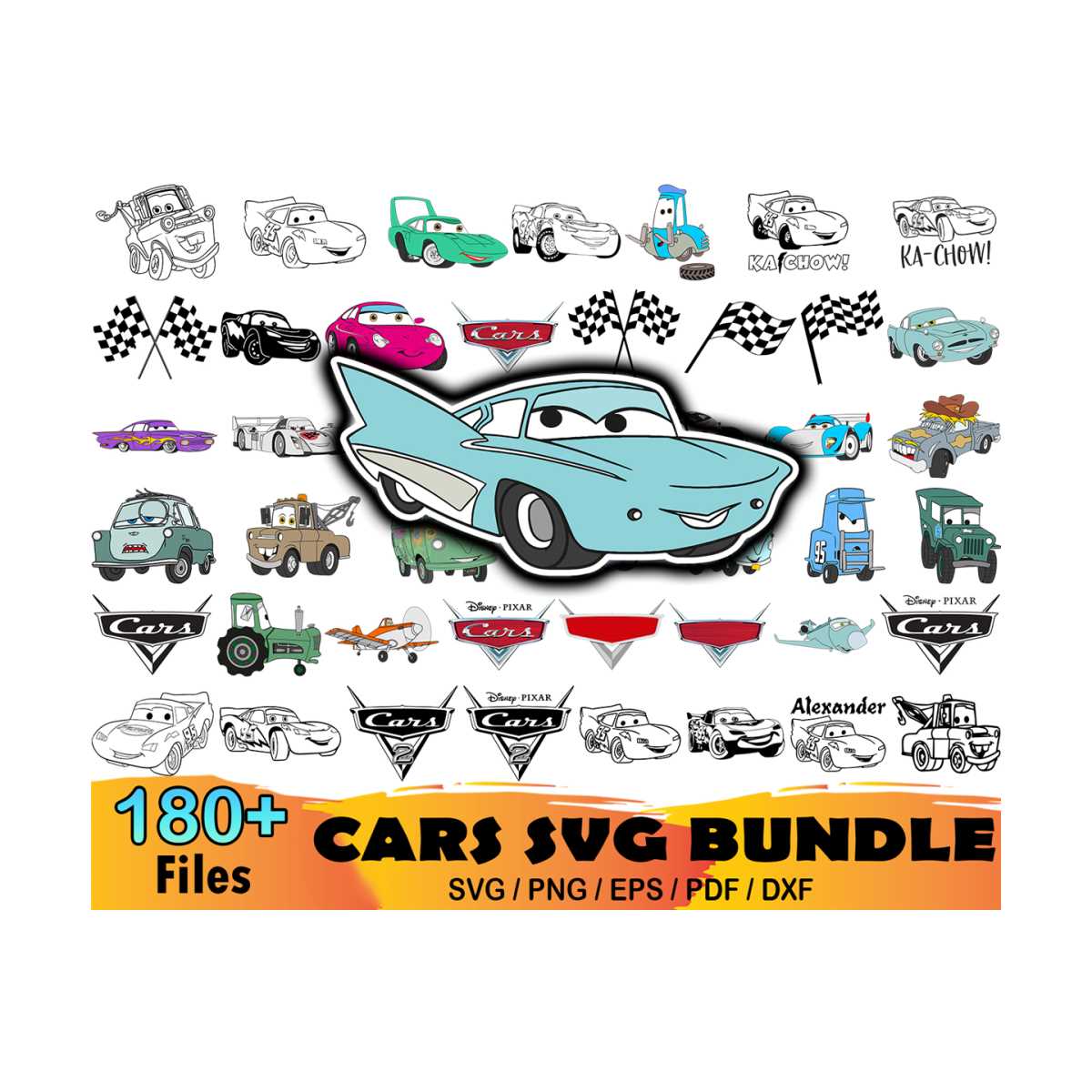 180 Cars Svg Bundle, Disney Svg, Pixar Svg, Cars Disney Svg | Inspire ...