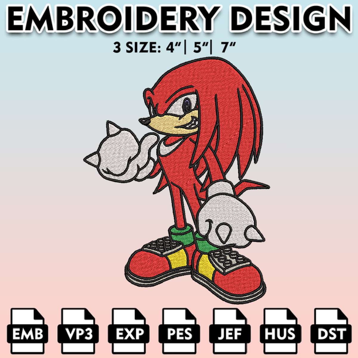 Knuckles Pattern Sonic Knuckles Embroidery Designs, Sonic the Hedgehog Embroidery F | Inspire ...