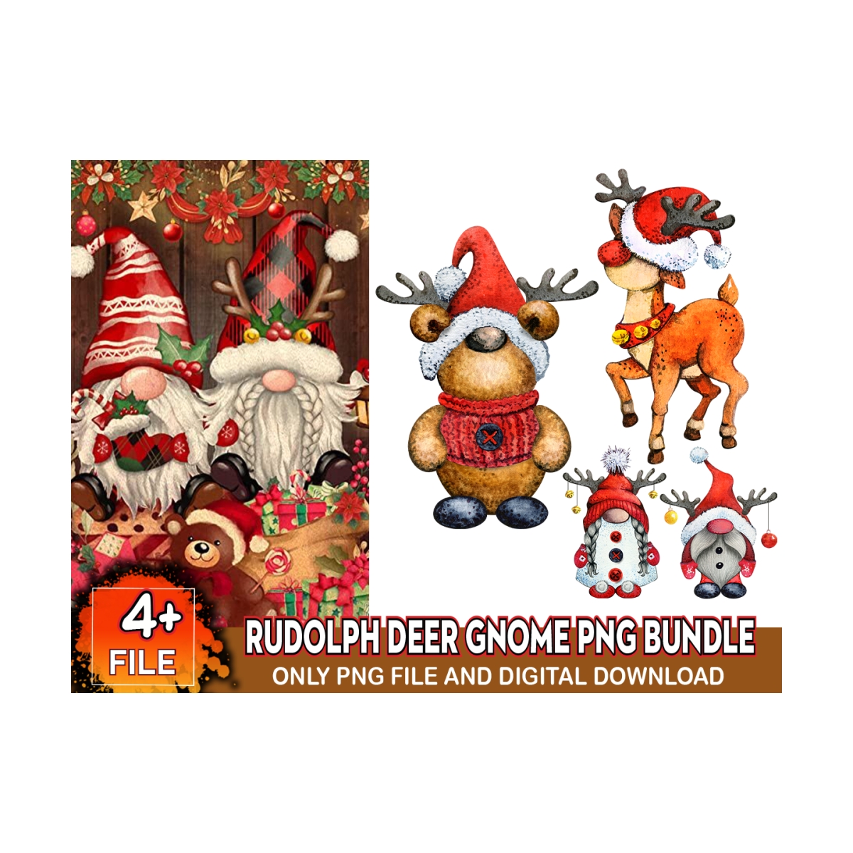 Divinity Designs Rudolph 4 Designs Rudolph Deer Gnome Png Bundle, Reindeer Png, Chris | Inspire ...