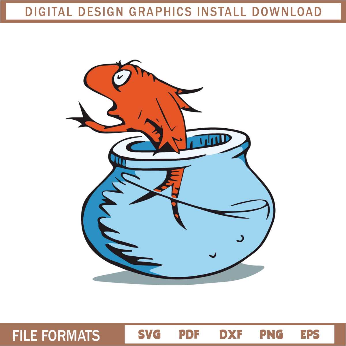 Dr Seuss Fish Bowl SVG, Dr Seuss Day SVG, Aquarium Fish SVG
