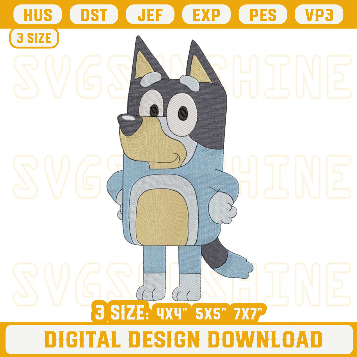 Bandit Bluey Cartoon Machine Embroidery Design File, Bluey D - Inspire