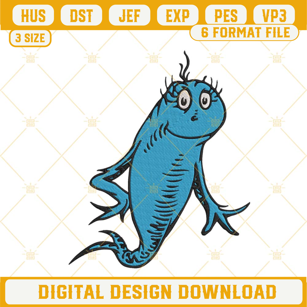 Dr Seuss Blue Fish Embroidery Designs, One Fish Two Fish Red - Inspire ...