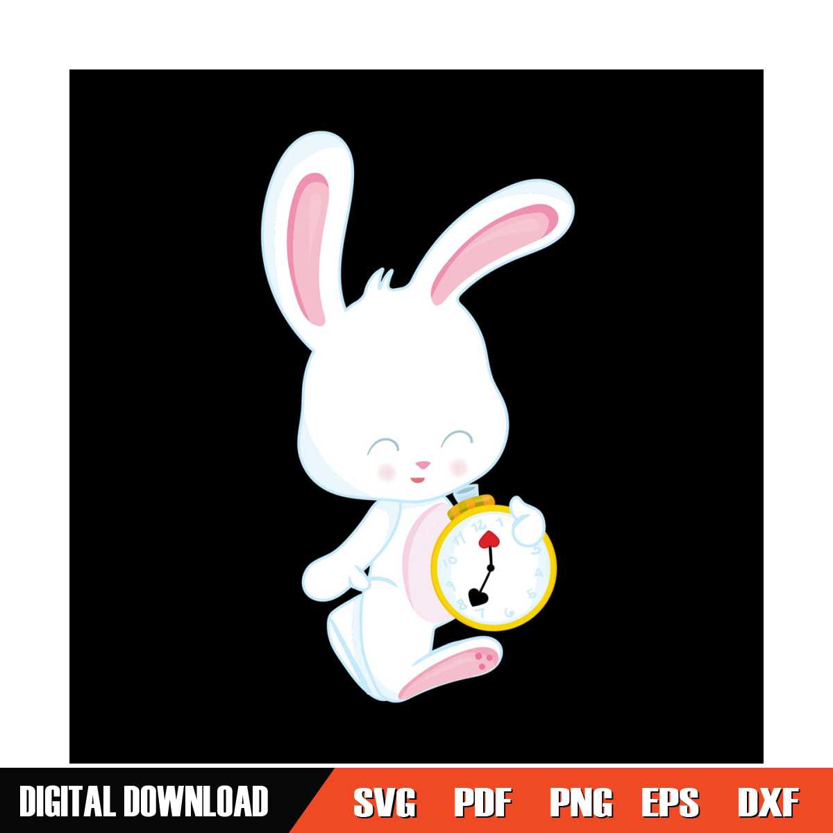 Cartoon White Rabbit Clock Wonderland Characters SVG | Inspire Uplift