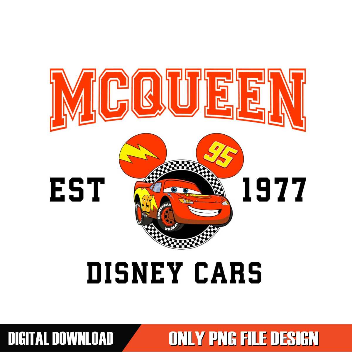 Disney Cars Lightning McQueen 95 Est 1977 PNG | Inspire Uplift