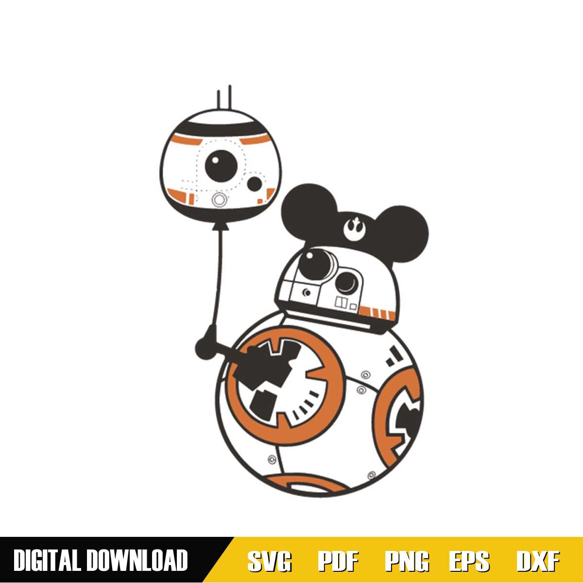 BB8 Mickey Mouse Ears Funny Star Wars Design SVG | Inspire Uplift