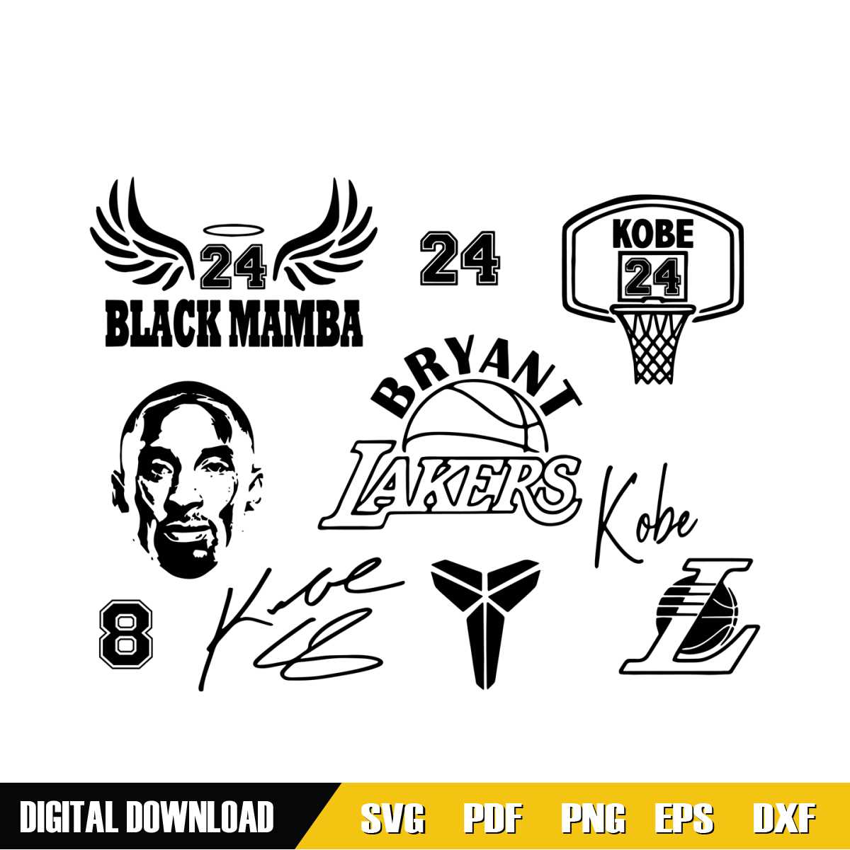 Png Mamba 24 Logo Kobe Bryant SVG Bundle, Lakers SVG, Kobe 24 SVG