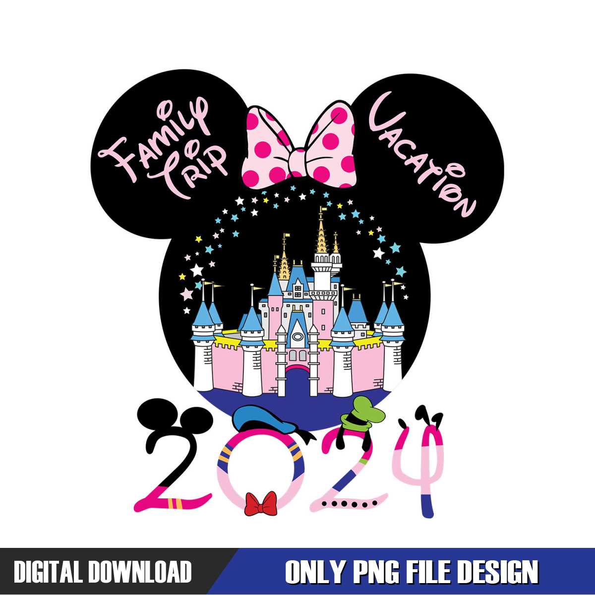 Disney Castle Family Trip Vacation 2024 PNG | Inspire Uplift
