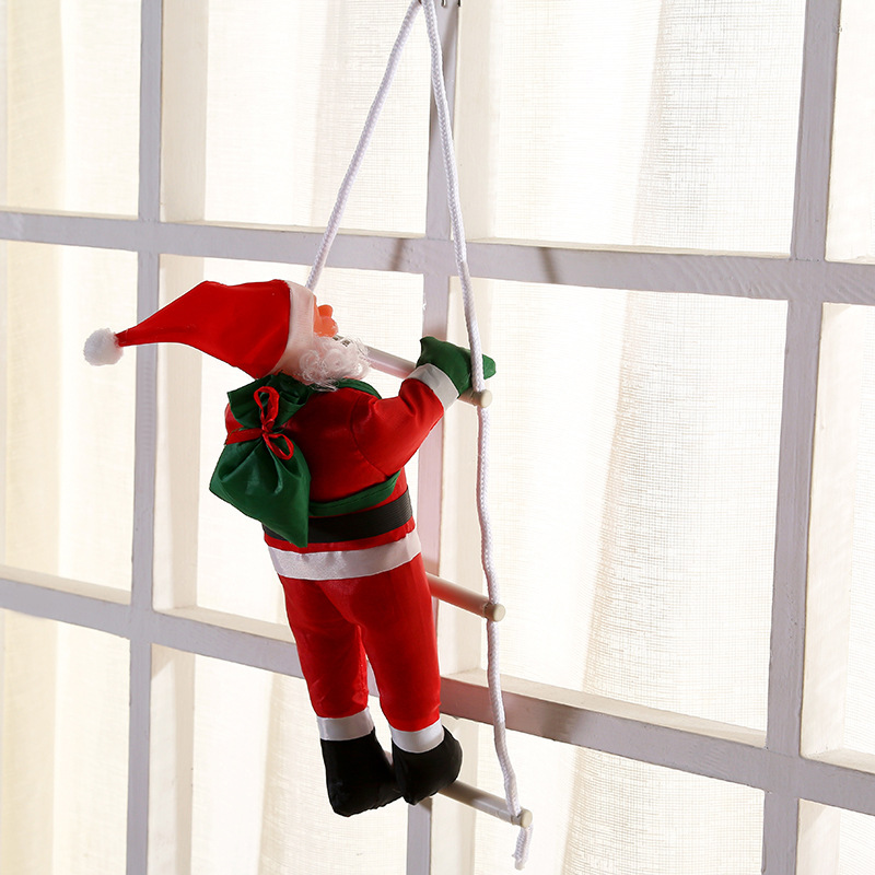 Climbing Rope Santa Claus Plush Doll, Christmas Toy Gift, Holiday Ornament, Fireplace Decoration, Christmas Home Decor
