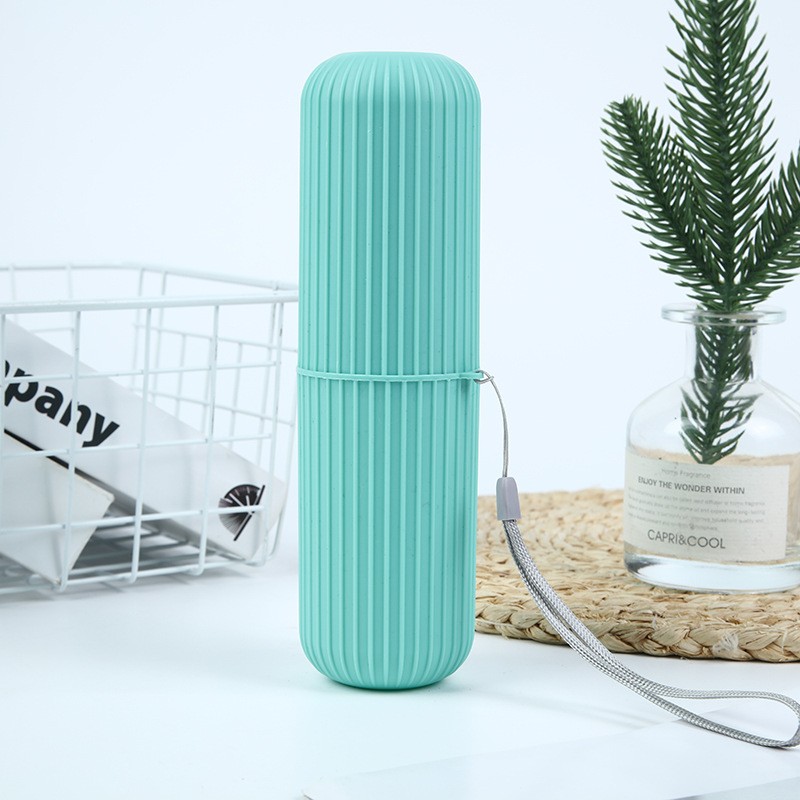 Portable Mouthwash Cup, Vertical Stripe Travel Toothbrush Box, Brushing Cup, Washing Cup, Toothpaste Storage Cartridge